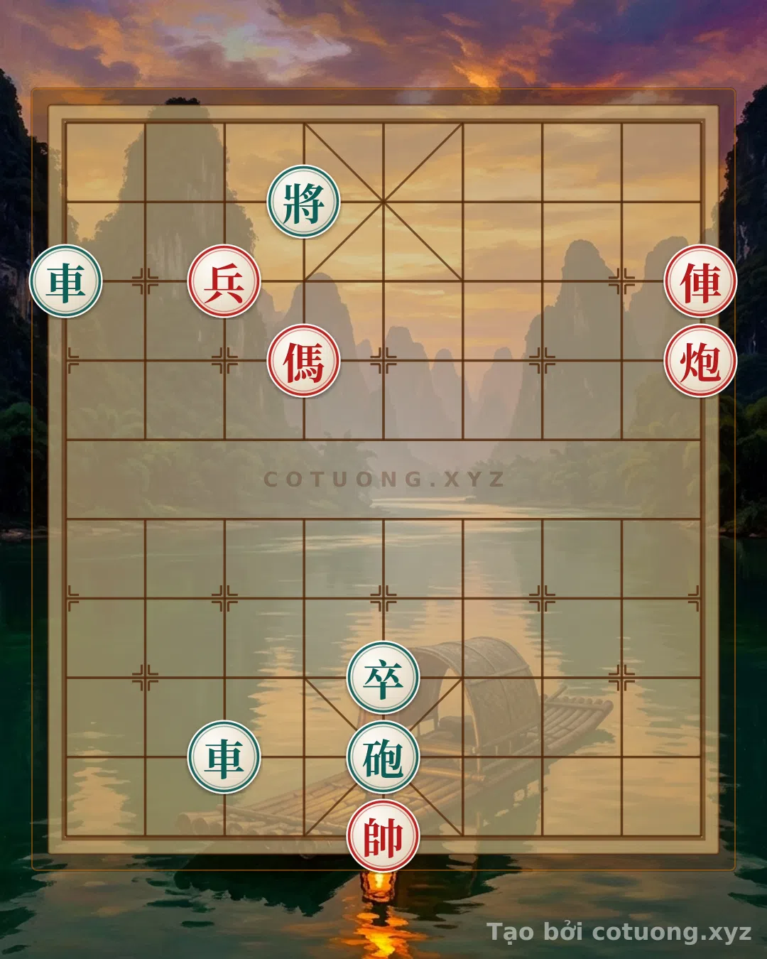 Thế cờ: 'Red Cannon, Black Chariot Roars' – When the Red General is Trapped but Still Has a 'Turn the Tables' Move! (Position 6/10) — Cờ Tướng Online