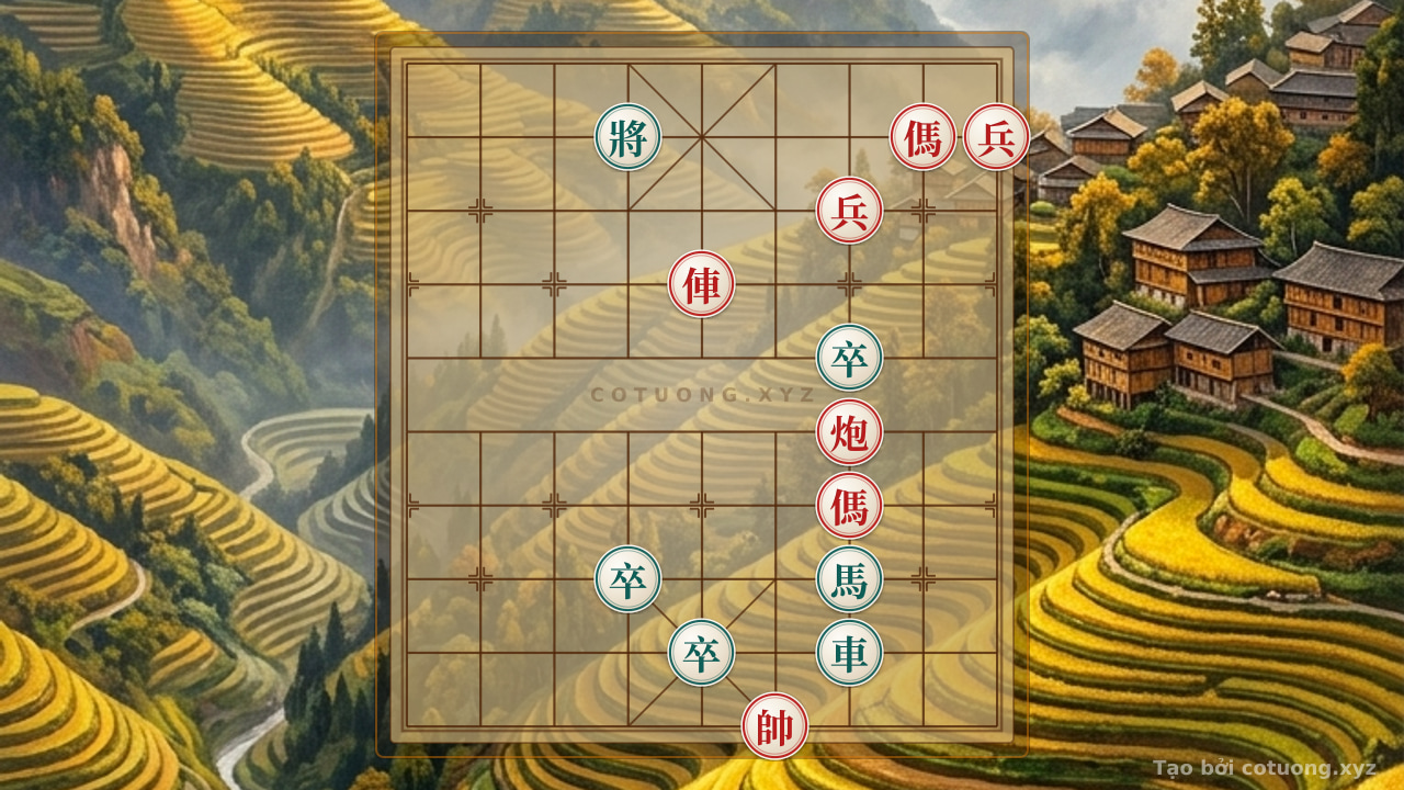 Thế cờ: Tactical Secrets: Red Chariot Besieging Black Cannon in the 'Double Horses Interlocking Feet' Formation — Cờ Tướng Online