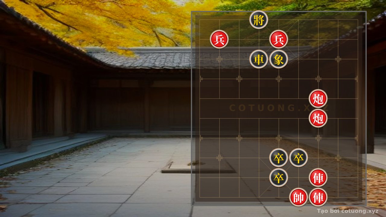 Thế cờ: Position 32: Red advances with Rook on File 3, Cannon on File 3 charges straight — Cờ Tướng Online