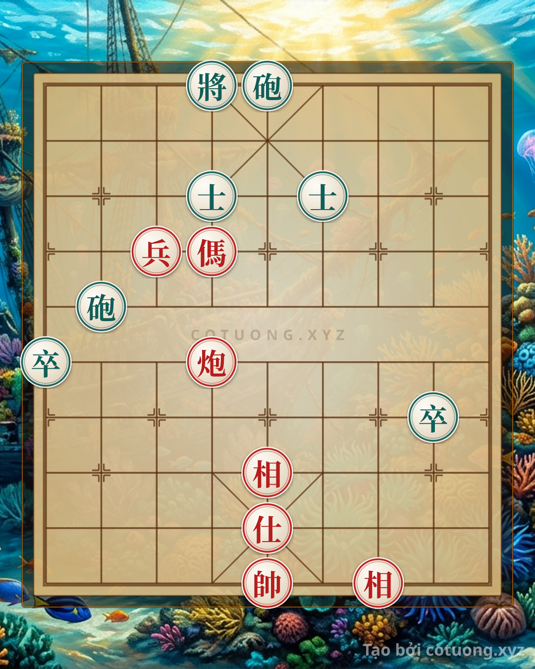 Challenge: Cannon Horse Pawn Advisor 2Bishops vs. 2Cannons 2Pawns 2Advisors - Red's Winning Strategy in Beginner Level Chess - Can you solve it?