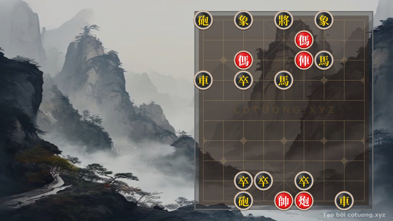 Thế cờ: Xiangqi: Double Black Horses Attacking the Red Chariot - Tactical Shift in the Position — Cờ Tướng Online