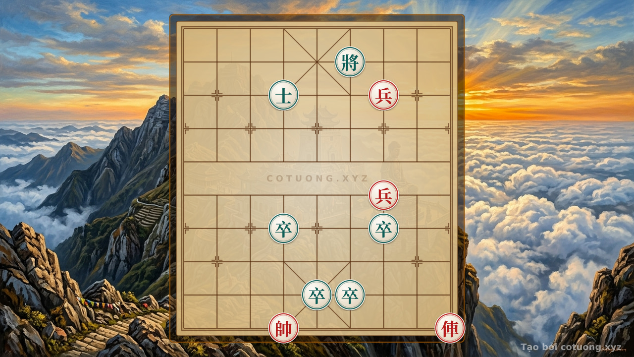 Thế cờ: Red Chariot Rushes Straight - How Black General Counters on the Chessboard — Cờ Tướng Online