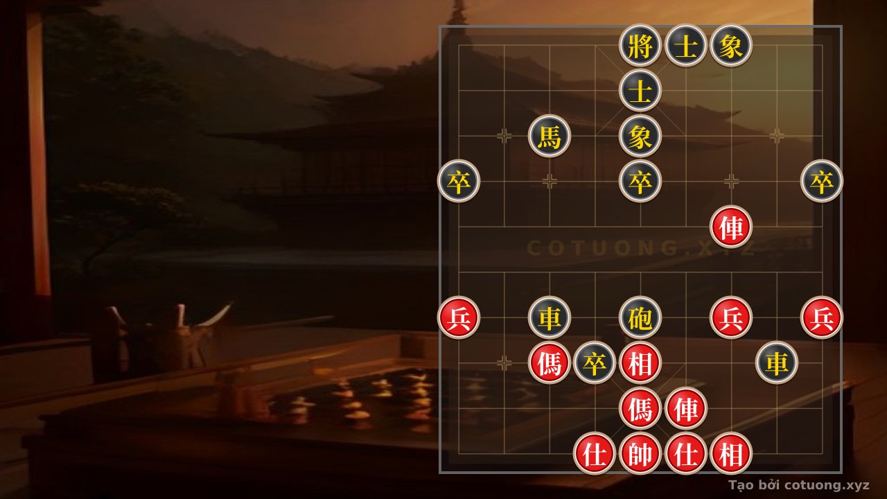 Thế cờ: Red General's First Move: 2 Rooks, 2 Horses, and 3 Pawns vs. 2 Black Rooks, Cannon, and Horse - Extremely Strategic Tactics — Cờ Tướng Online