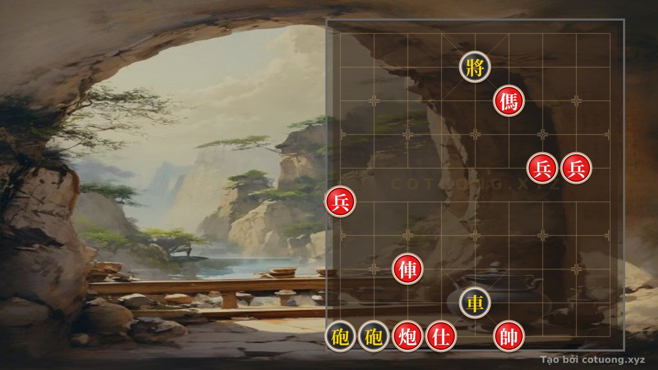 Thế cờ: The Hidden Checkmate Classic: When the Rook, Cannon, and Horse with Three Pawns Penetrate the Black King in One Mystical Move — Cờ Tướng Online