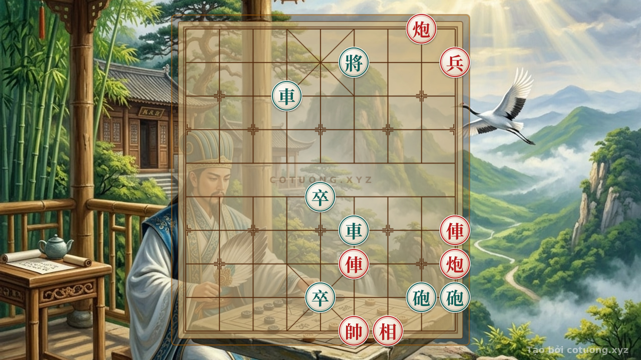 Thế cờ: Red General Chess: Cannon and Chariot Tactics in a Crucial Battle — Cờ Tướng Online