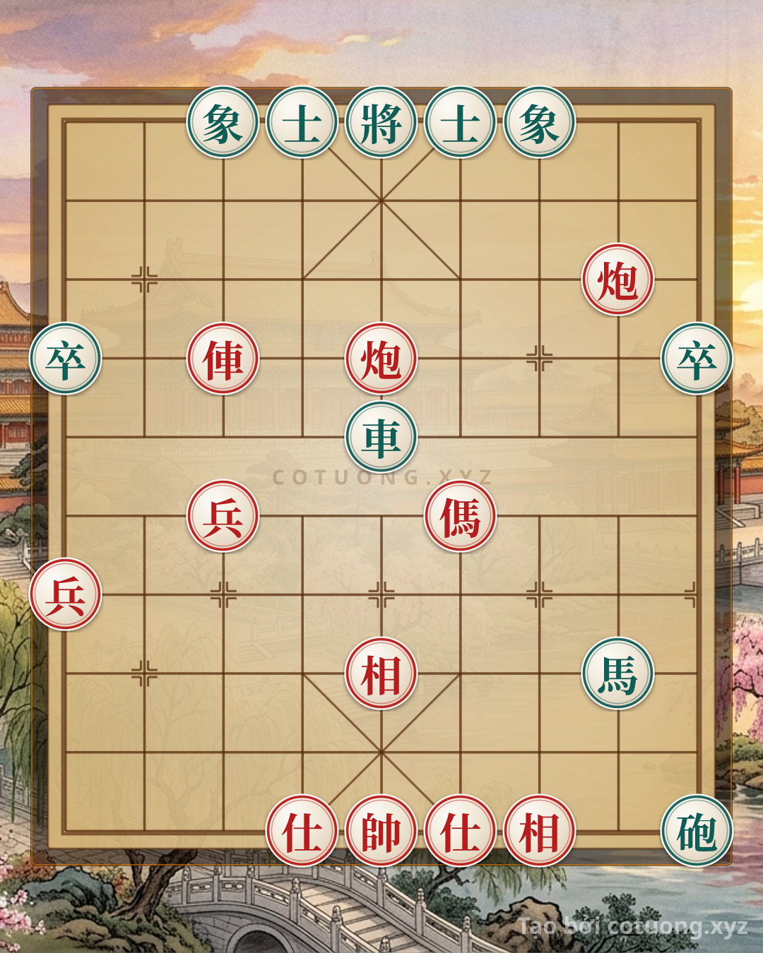 Challenge: Xe 2Pháo Mã 2Chốt 2Sĩ 2Tượng giao phong Xe Pháo Mã 2Chốt 2Sĩ 2Tượng: Tactical Endgame 648d - Can you solve it?