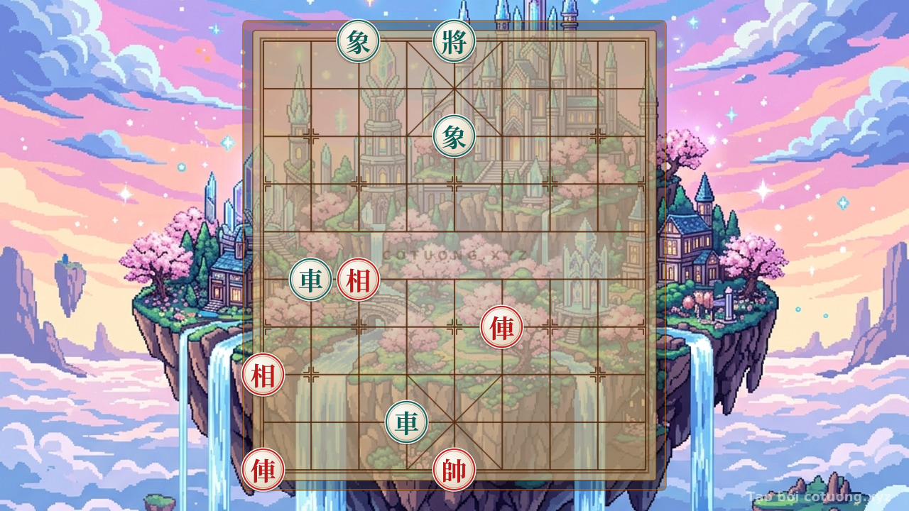 Thế cờ: The Secret of the Double Rook and Double Bishop: When the Red Rooks Dominate the Board and the Black's Miraculous Defense — Cờ Tướng Online