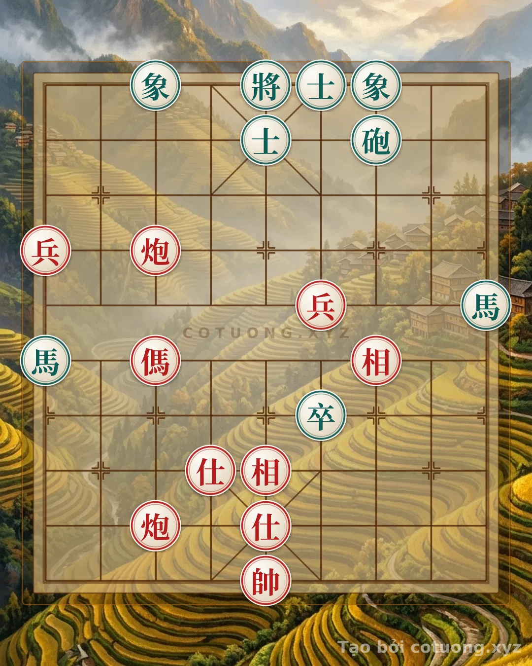 Thử Thách: Cờ Thế Giang Hồ Bí Ẩn: Khi Hai Pháo Mã Đỏ Vây Hãm Tướng Đen Trong Bóng Tối Sát Pháp - Bạn có thể giải được?