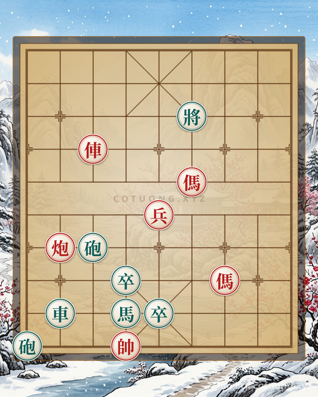 Challenge: Red Strategy: Double Horse Interlock - Xiangqi 360 - Can you solve it?