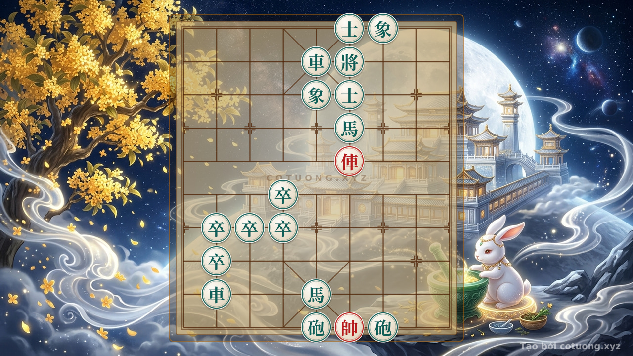 Thế cờ: Xiangqi: Master Strategy - Red Chariot Retreats to 4th Rank 5, Defeats Black's Double Horse — Cờ Tướng Online