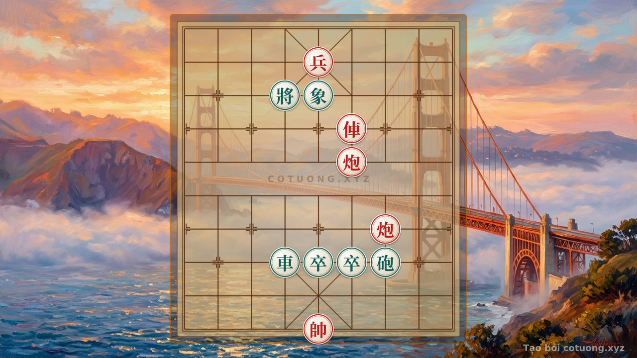 Thế cờ: Red Force Exploits the 8th Rank: The Black General's Defensive Tactics — Cờ Tướng Online