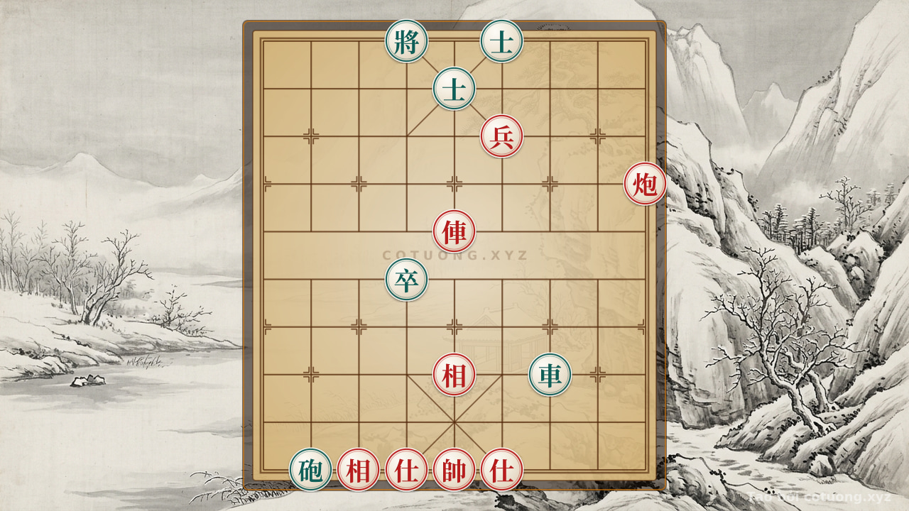 Thế cờ: Defusing the Red's Attack: The Art of Defensive Counterplay in the 'Black General on File 4, Rank 10' Position — Cờ Tướng Online