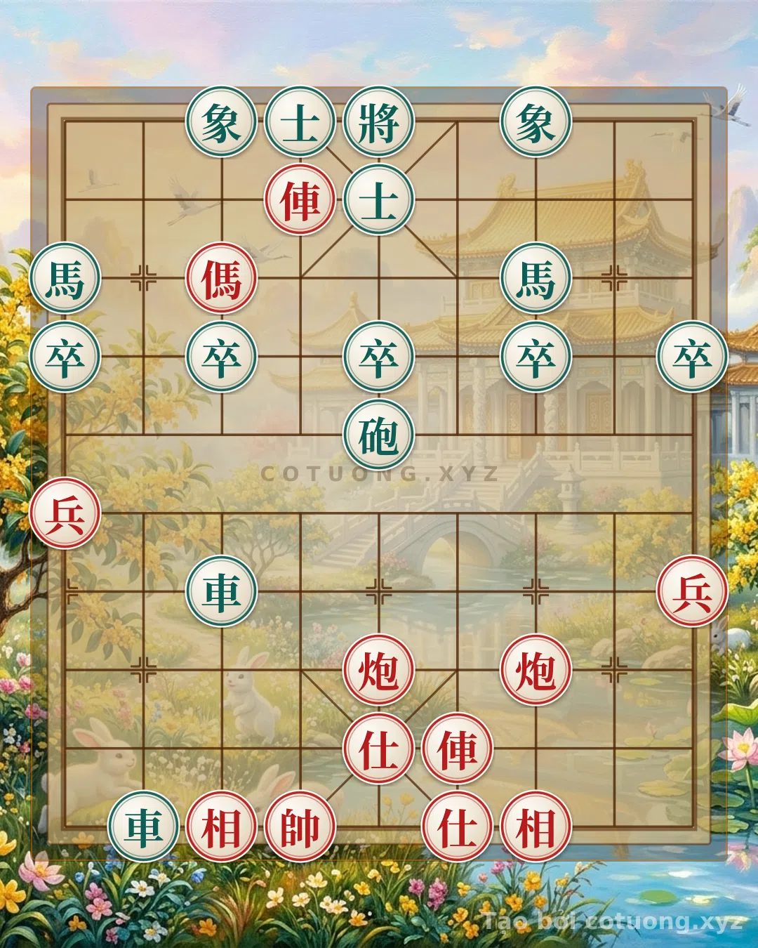 Thế cờ: The Battle of the Two Elephants: The Red Army's Counterattack Strategy in the Suicide Chess Formation — Cờ Tướng Online
