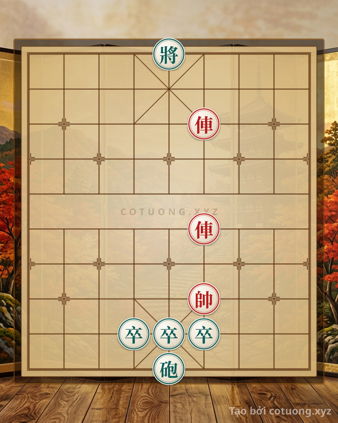 Thế cờ: Endgame: 2R vs. 3C Cannon - Masterpiece of Xiangqi Tactics — Cờ Tướng Online