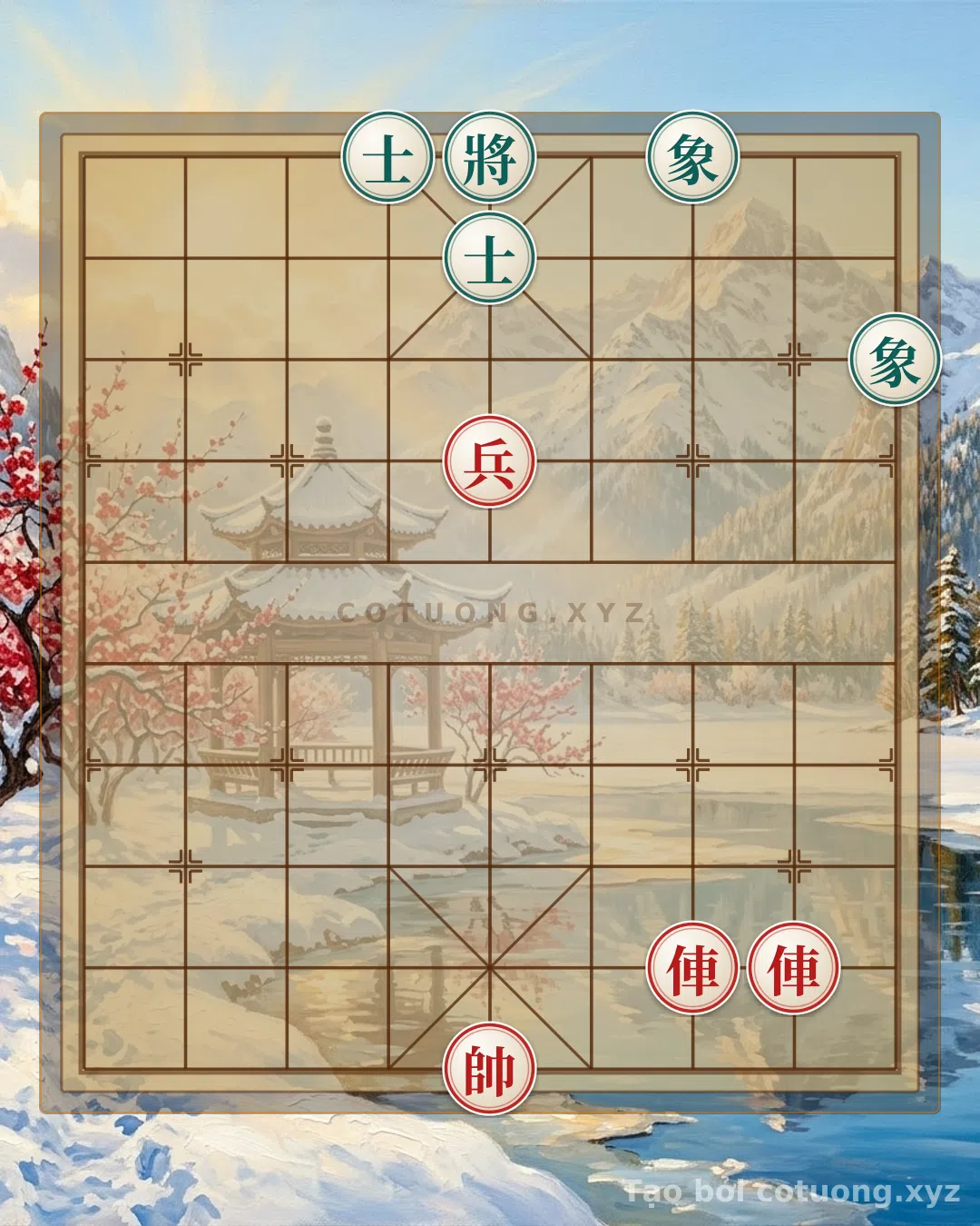 Thế cờ: Defensive Counterattack Trick: The Red Chariot's Lonely Retreat in a Perilous Chessboard — Cờ Tướng Online