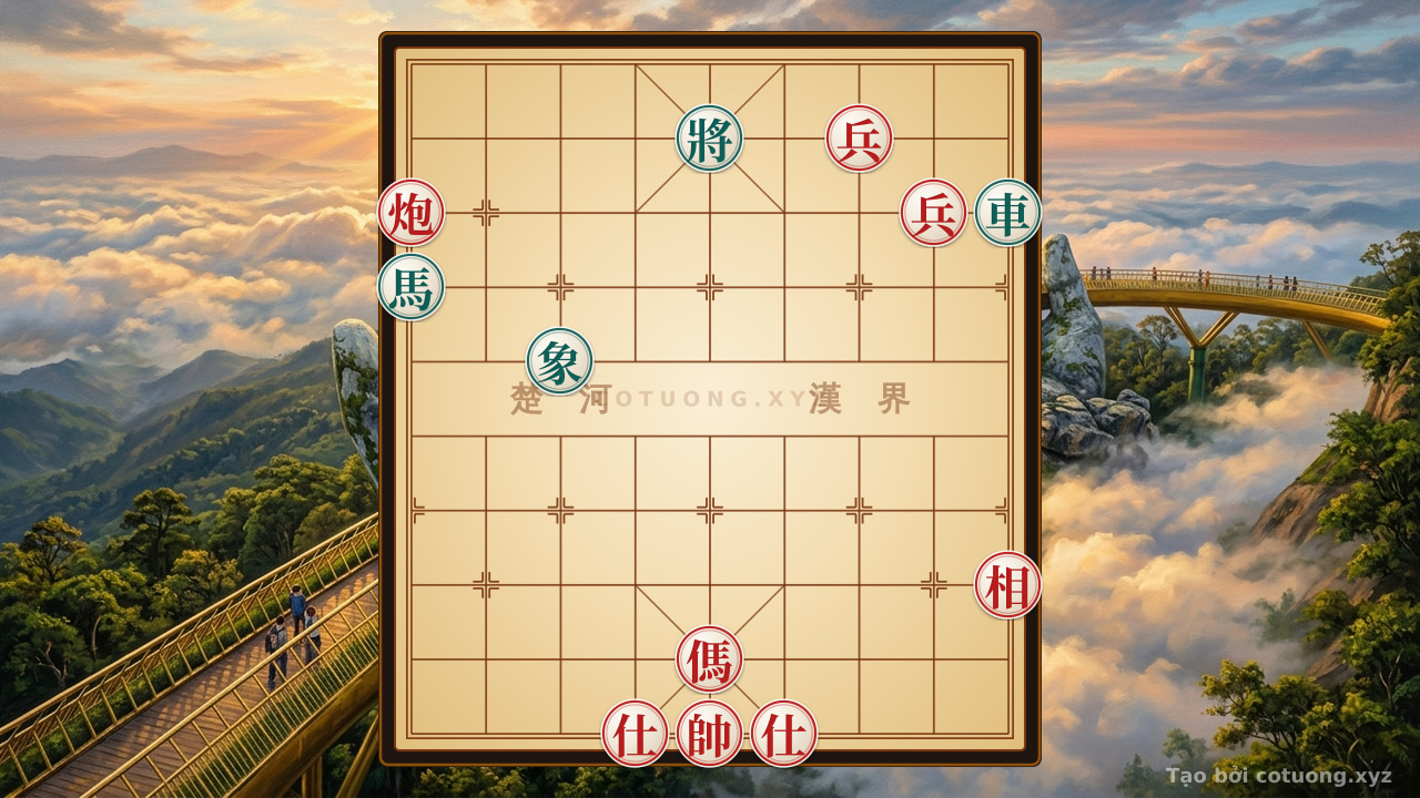 Thế cờ: Red Cannon's Decisive Strike: The Killing Move from File 9 Rank 8 — Cờ Tướng Online
