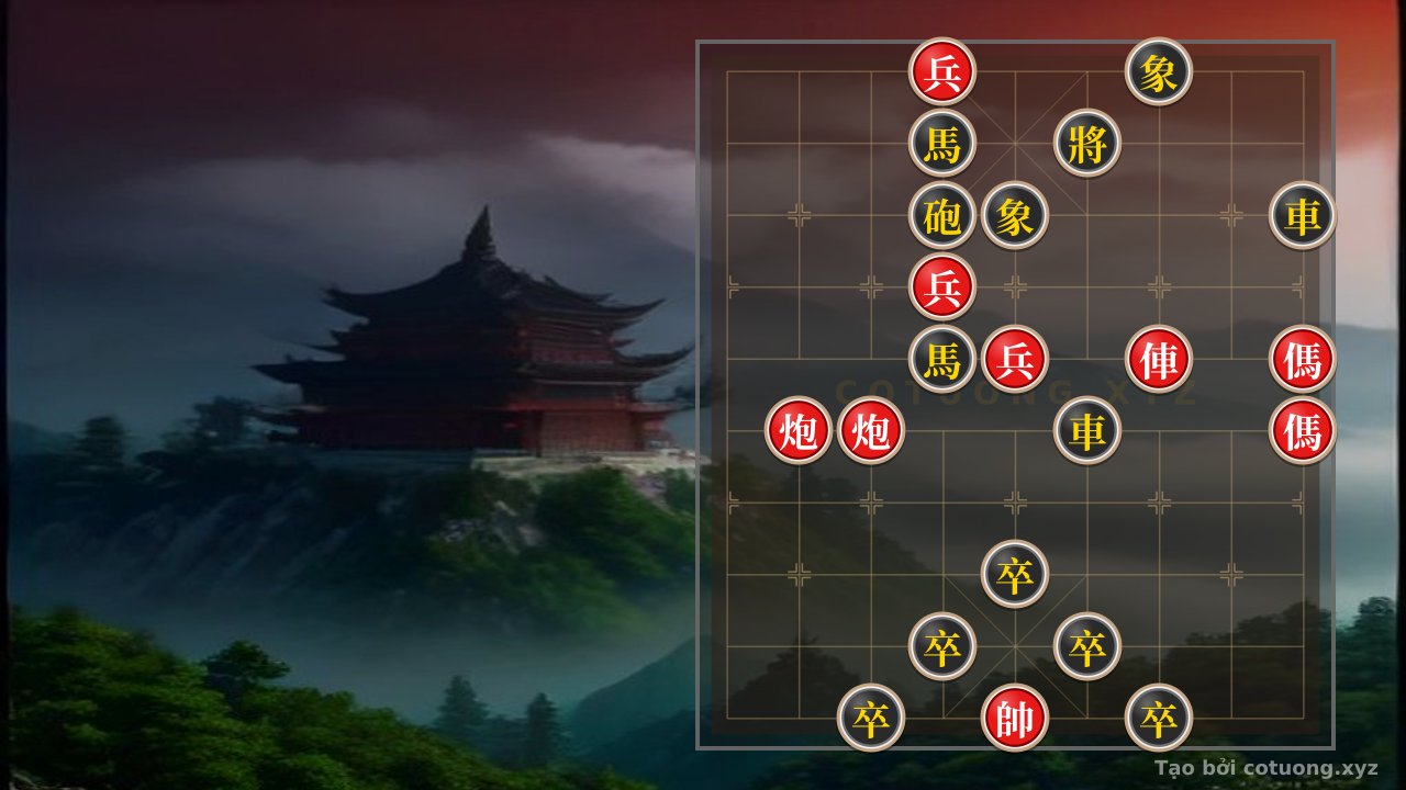 Thế cờ: Super Difficult 'Batting' Position: Red Attacks Directly with Interlocking Horses — Cờ Tướng Online