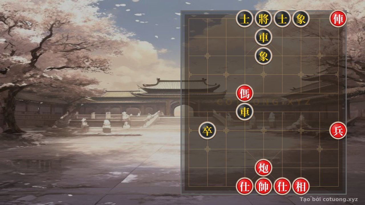 Thế cờ: Red Attacks the 5th File, 2nd Rank: Cannon Shoots Down the Ghost Soldier — Cờ Tướng Online