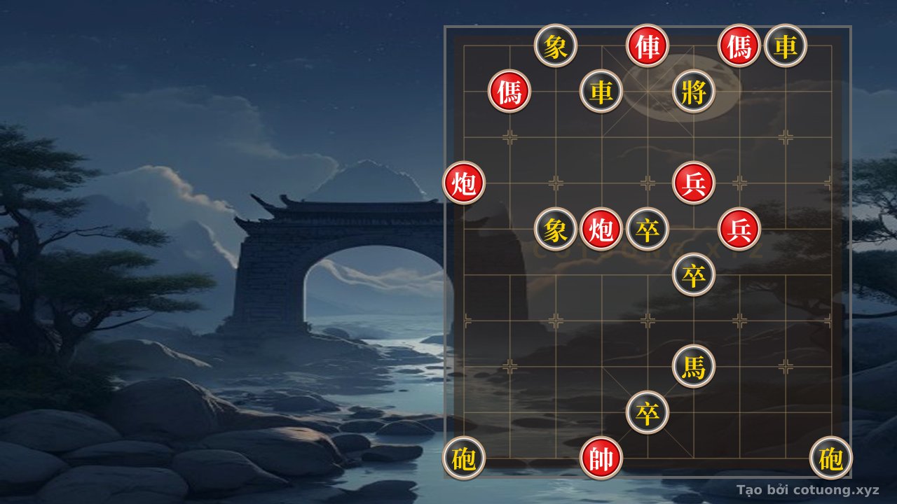Thế cờ: The Combined Strike - Xiangqi 360: Red Chariot on File 5 Rank 10 vs. Black Bishop on File 3 Rank 10 — Cờ Tướng Online