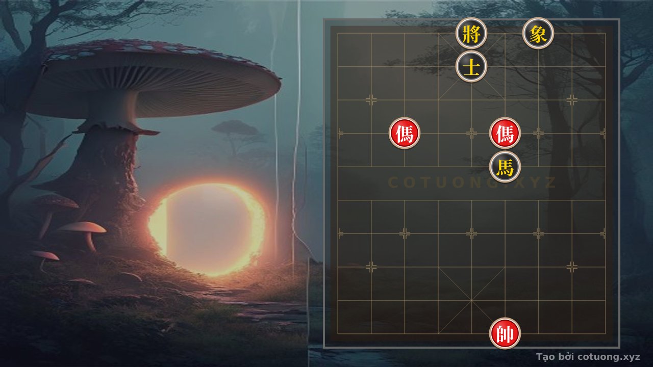 Thế cờ: Xiangqi (Chinese Chess): Red Double Horses Trap Black Advisor at File 5 Rank 9 — Cờ Tướng Online