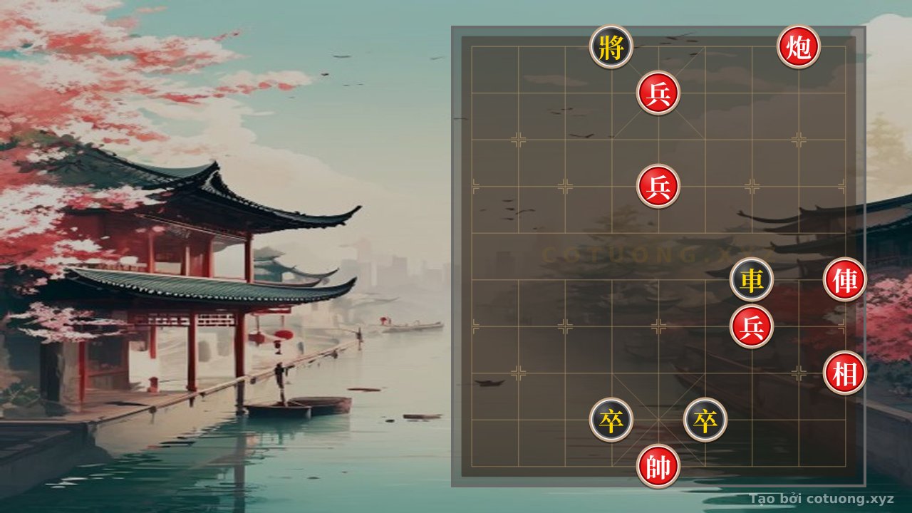 Thế cờ: Classic Checkmate: Red's Chariot Cannon Three Soldiers Elephant Crushes Black's Double Soldier — Cờ Tướng Online