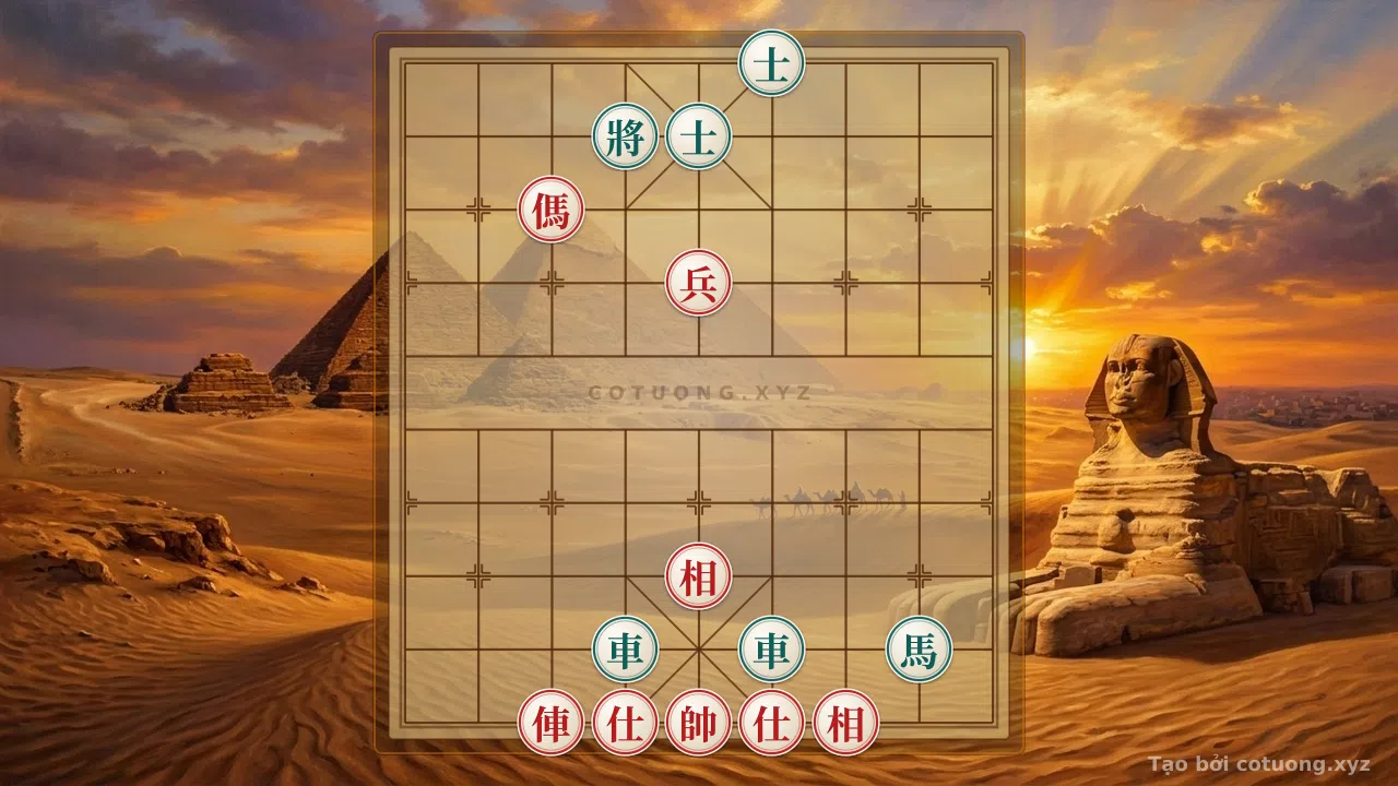 Thế cờ: Red's Shocking Move: Black's Double Knights in Peril - Xiangqi Tactics 8/10 — Cờ Tướng Online