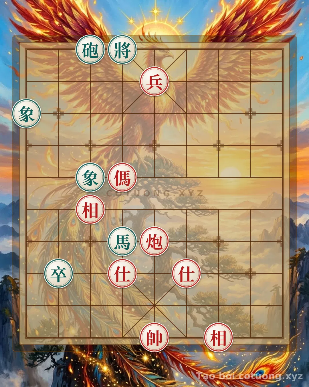 Thế cờ: Red Cannon L5R4: Extreme Sacrifice Strategy in the Double Horse Face-to-Face Formation — Cờ Tướng Online