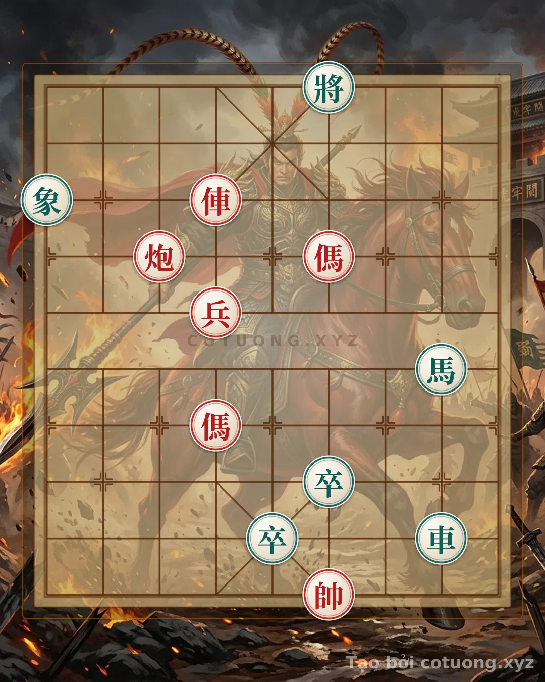 Thế cờ: Red General's Checkmate: Double Horse Legs and Rook Thrust Strategy — Cờ Tướng Online