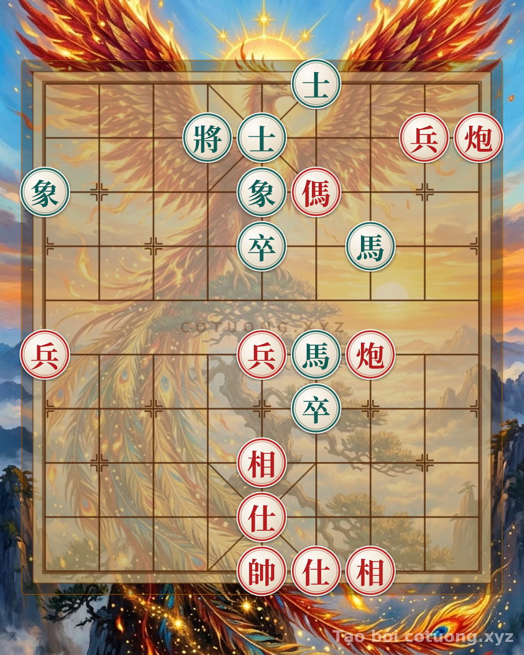 Thế cờ: Red Masterstroke: Chariot Cannon Horse Destroy the Black General – The Secret to Playing Chess Like a Master — Cờ Tướng Online