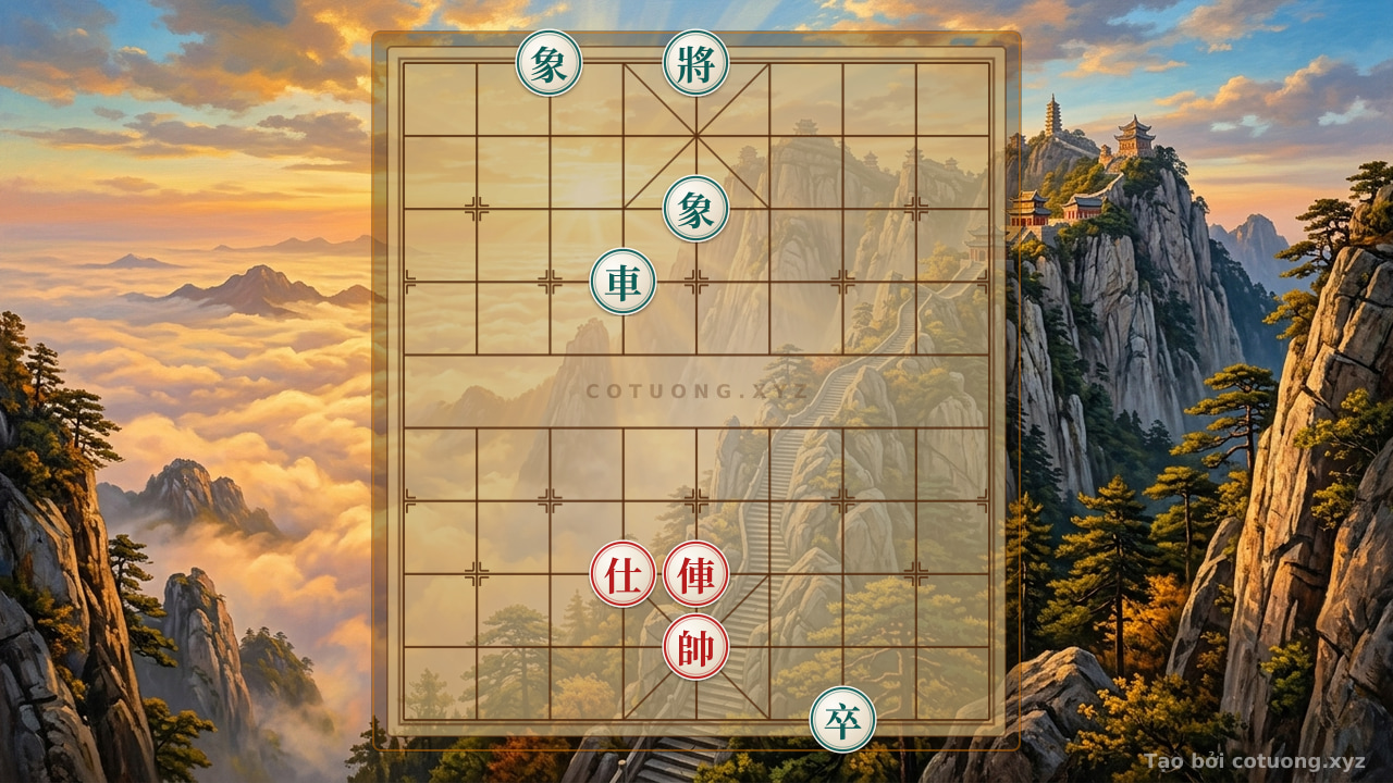 Thế cờ: Xiangqi (Chinese Chess) 2 Players: Red Chariot Breaks Black General's Defense - Tactical Checkmate — Cờ Tướng Online