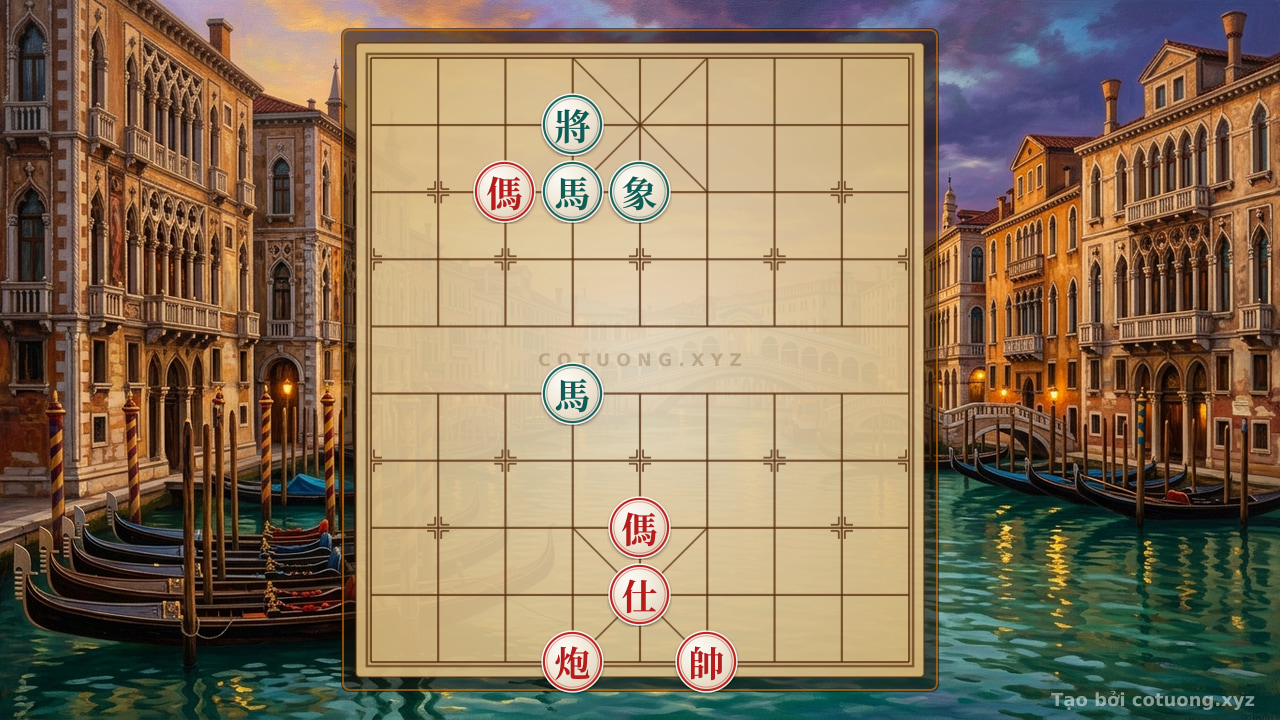 Thế cờ: Breaking the Camp: Evaluating Red's Strategy with Two Horses Interlocking at File 4 — Cờ Tướng Online