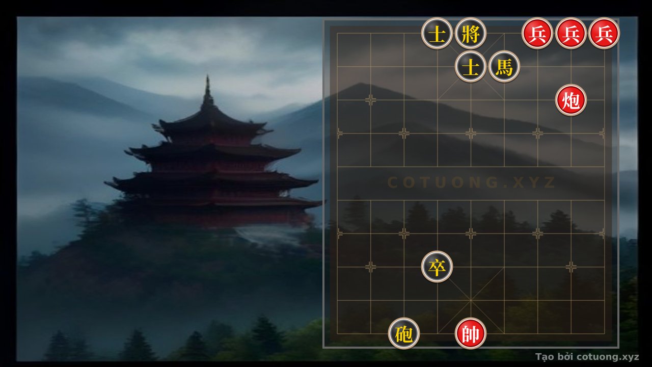 Thế cờ: Red General vs. Black General: Empty Cannon Trap on Row 8 — Cờ Tướng Online