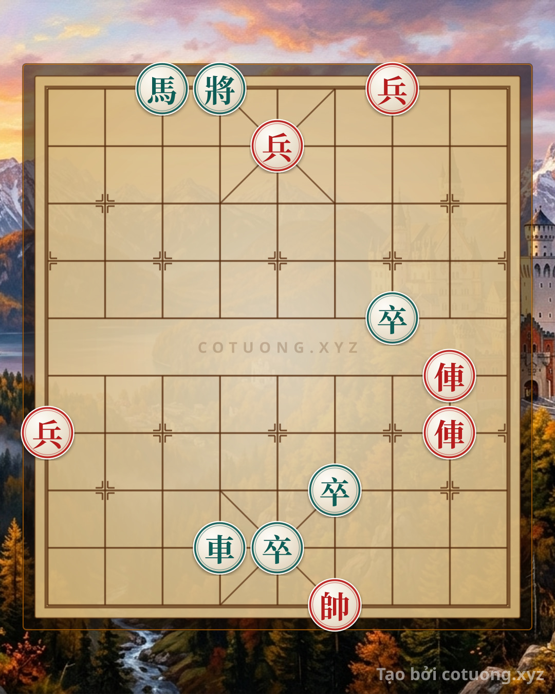 Challenge: Red Strategy Breaks Black Formation: Rook on File 2 Pierces, Pawn on File 5 Slashes - Super Hard Xiangqi Online - Can you solve it?