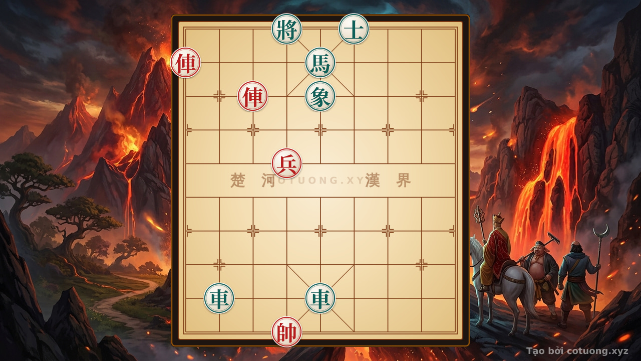 Thế cờ: Red Chess: 'Chariot's Straight Strike' Tactics to Capture Black Chariot in 5 Moves — Cờ Tướng Online