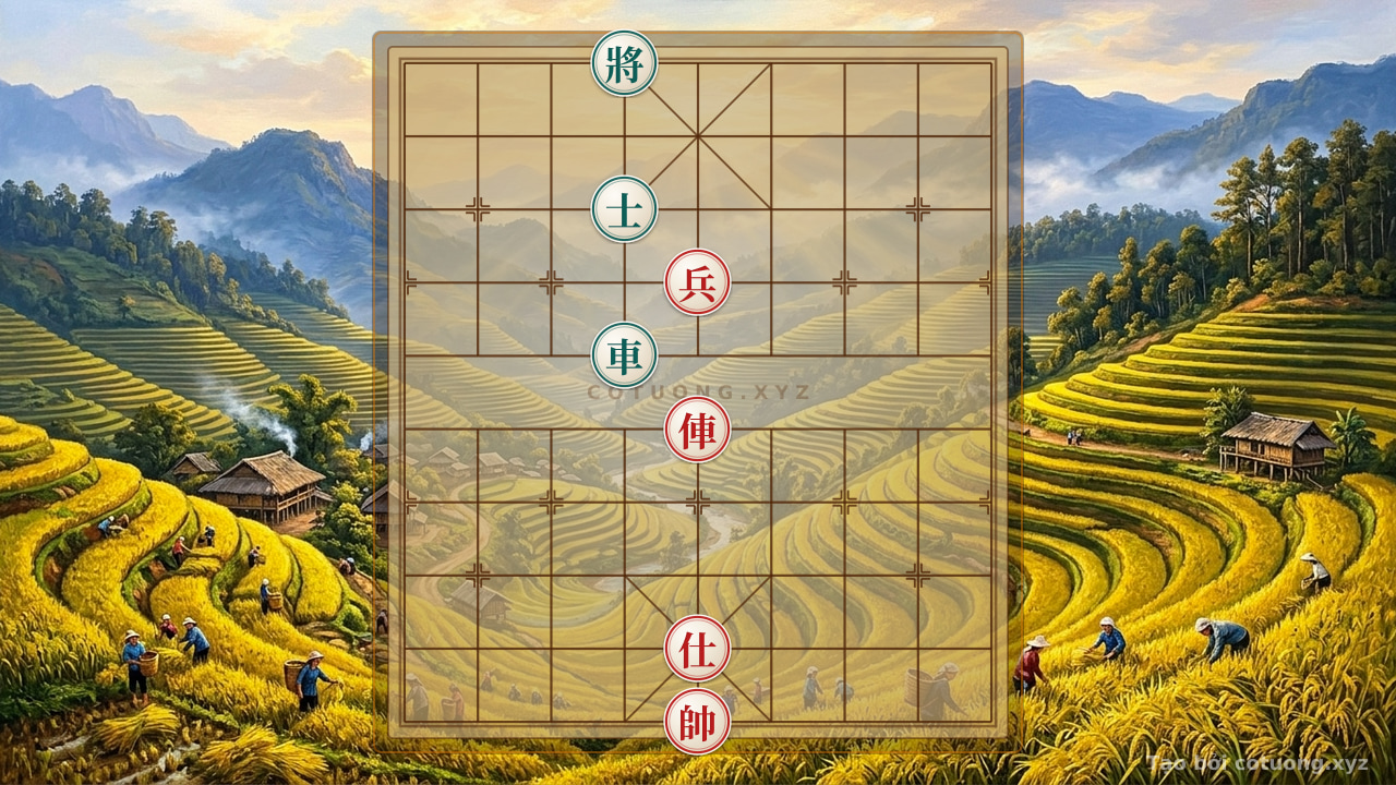 Thế cờ: Xiangqi: Red Chariot Pierces File 5 – Mastering the Strategy to Break the Black General’s Siege with a Powerful ‘Advance’ Move! — Cờ Tướng Online