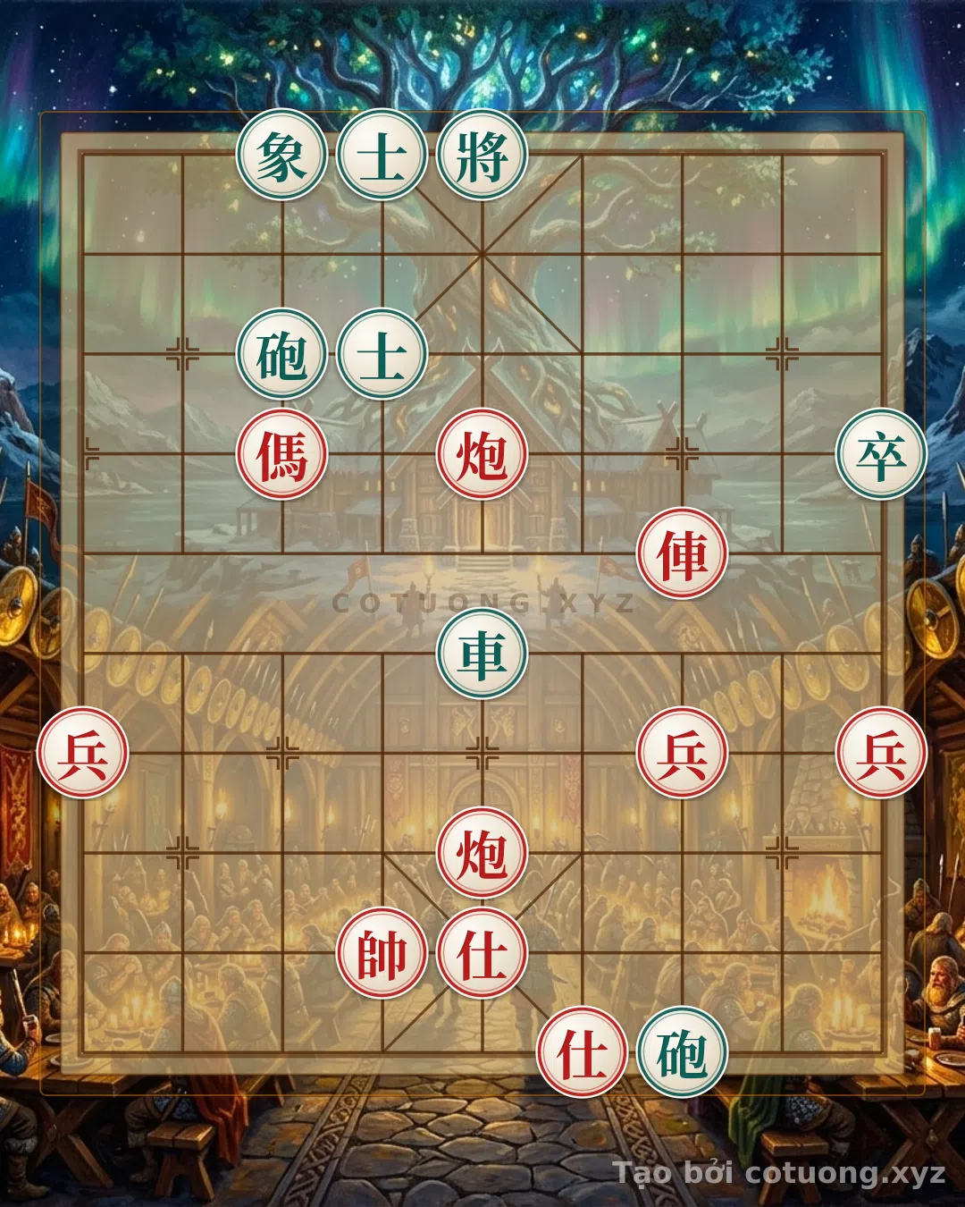 Thế cờ: Red General's Checkmate: The Double Horse Leg Strategy in the '1c2b' Battle — Cờ Tướng Online