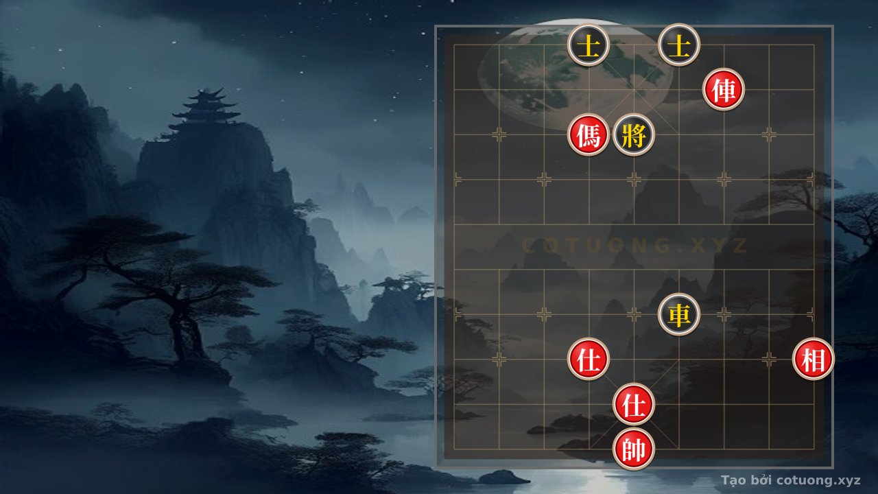Thế cờ: The 'Red Chariot on File 3, Rank 9' Trap in a Level 1/10 Xiangqi Opening: Killing the Black Advisor in One Move — Cờ Tướng Online