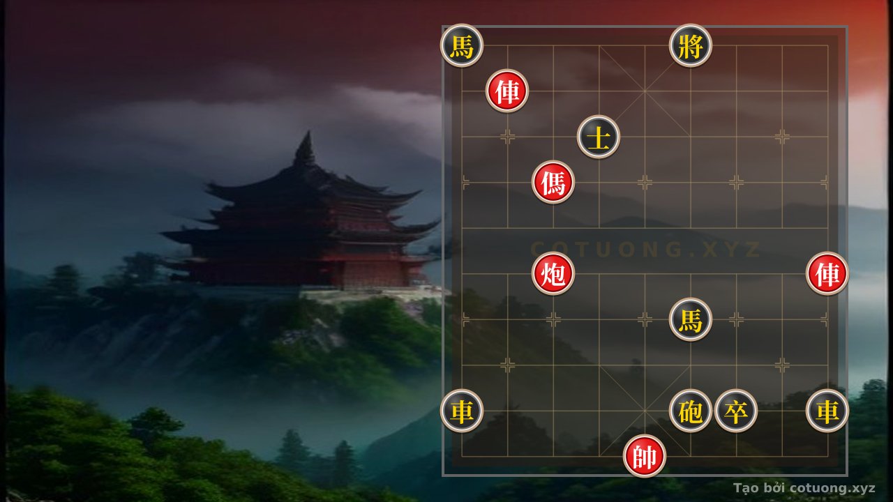 Thế cờ: Xiangqi Super Difficult: Red Chariot Pierces, Black Horse Surrounded - Double Horse Face-to-Face — Cờ Tướng Online