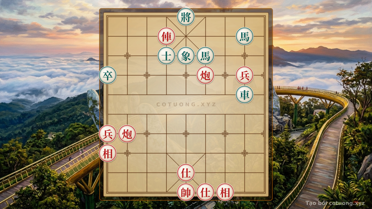 Thế cờ: Hidden Xiangqi Masterpiece: When the Red Chariot and Cannons Trap the Black Horses - Mythical Chess Move #3037 — Cờ Tướng Online