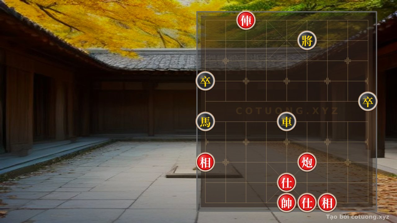 Thế cờ: Red General Seizes the Initiative: Red Chariot at 7-10 Attacks Straight to Black General at 6-9 — Cờ Tướng Online