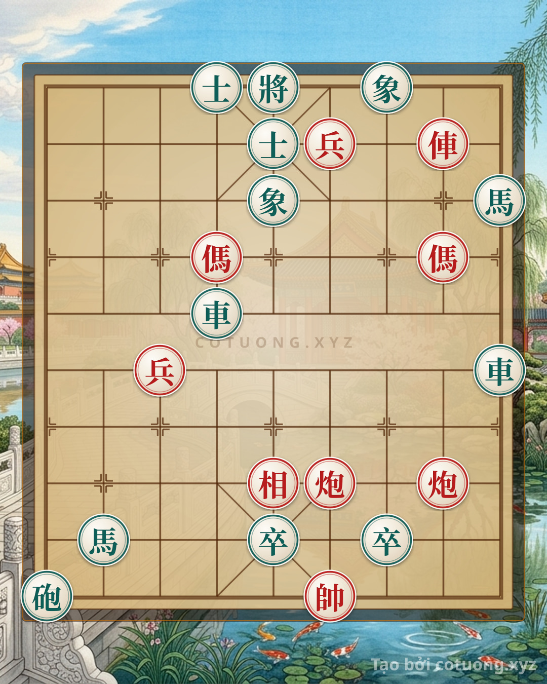 Challenge: Xiangqi: Strategy for Red Chariot Exposed on Row 9 in Double Horse Formation - Can you solve it?