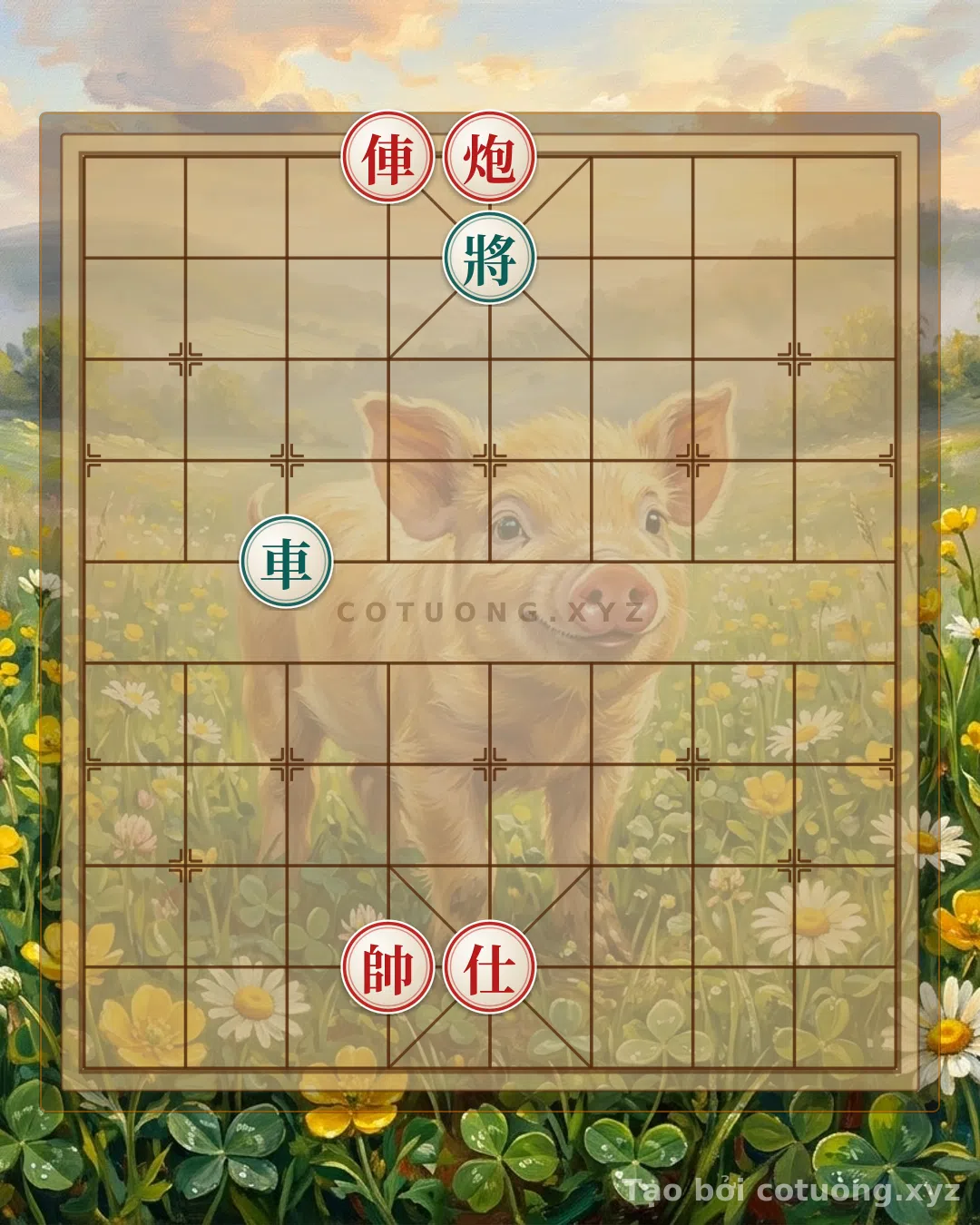 Thế cờ: Red Rook on File 6, Rank 10: The 'General Trap' Strategy of the Red Army in a Closed Position — Cờ Tướng Online