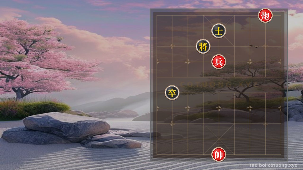 Thế cờ: Red Cannon Lurking at 2-10 - The Art of 'Standing on the Riverbank Remembering How to Swim': Defensive Tactics with the 'Foot' (Chariot + General), Turning a Dangerous Position into a Spectacular Counterattack — Cờ Tướng Online