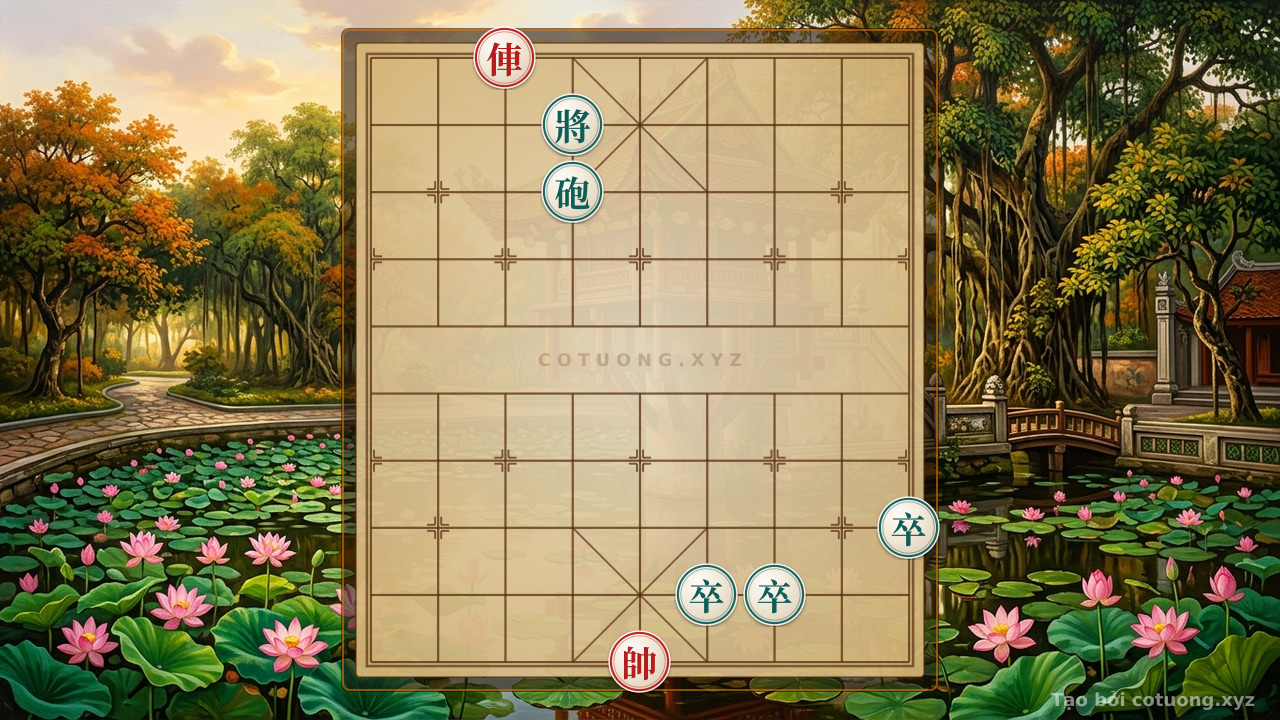Thế cờ: Xiangqi: Red Chariot on File 7 Rank 10 vs Black Cannon on File 4 Rank 8 - Strategy for Empty Cannon Attack — Cờ Tướng Online
