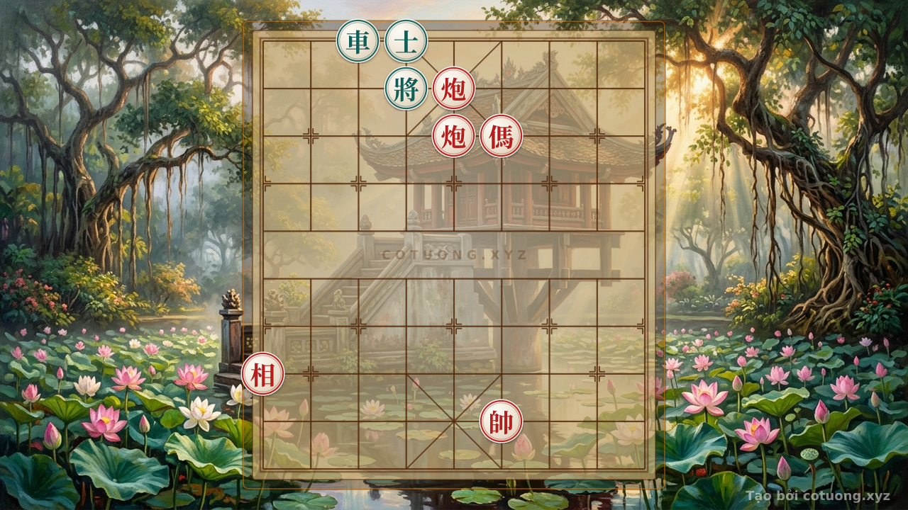 Thế cờ: The Divine Checkmate Trick: The 2 Cannons, Horse, and Elephant vs. Chariot and General — Cờ Tướng Online