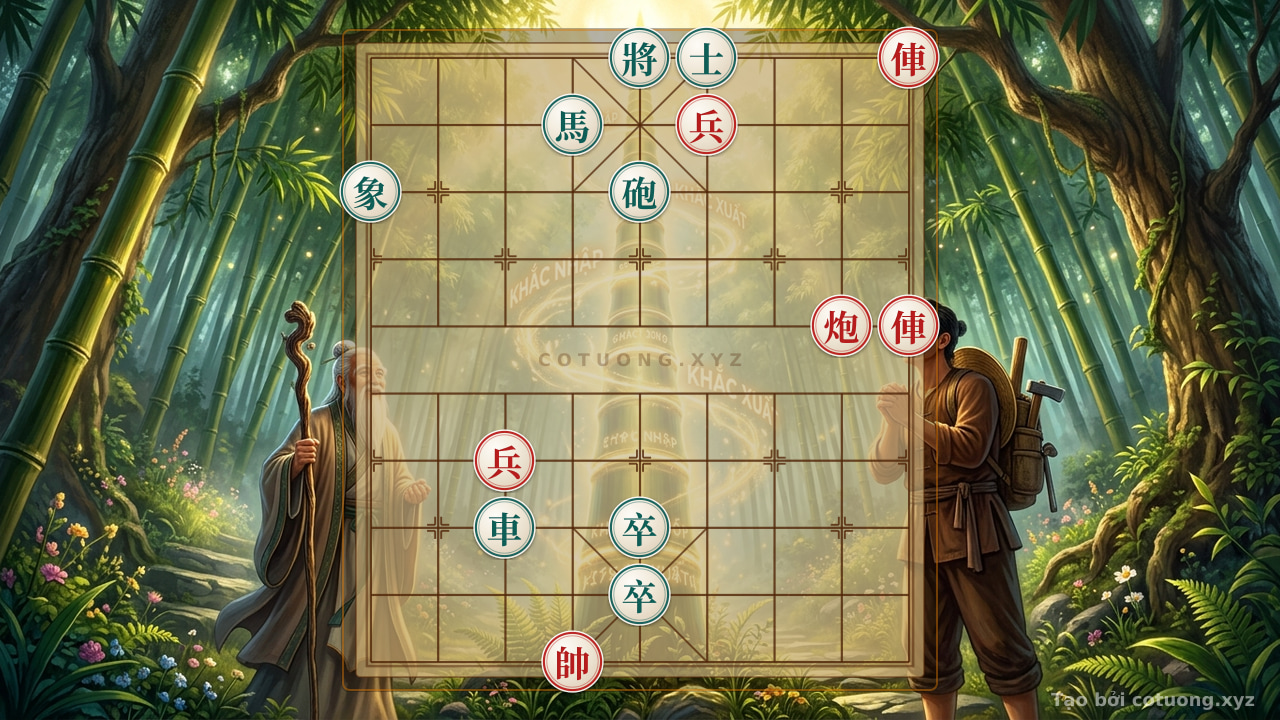 Thế cờ: Red Cannon Breaks the Circle, Black Chariot Advances Straight: A Level 1 Xiangqi Master Battle - The Board Shakes — Cờ Tướng Online