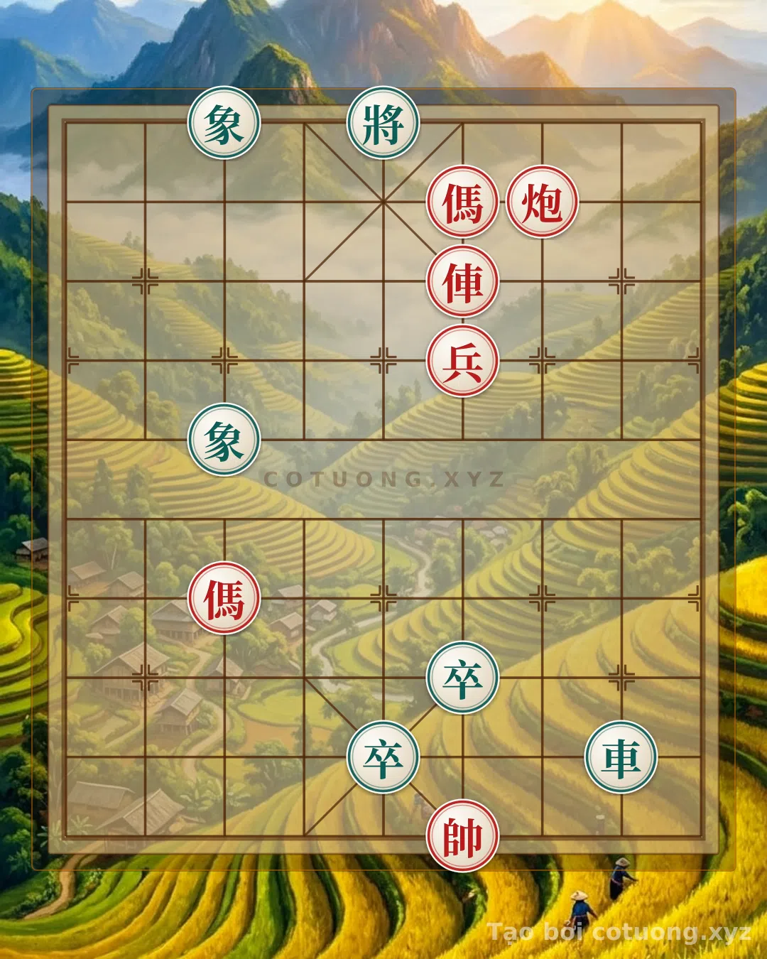 Thế cờ: The Bloody Face-Off: Decoding the Red General's Dominating Chessboard — Cờ Tướng Online
