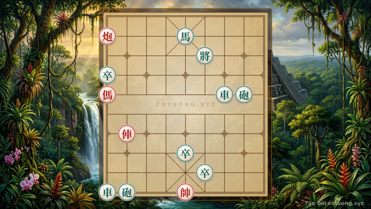 Thế cờ: Red Cannon on File 9 Rank 9: Brutal Tactics in the Double Horse Interlock Formation — Cờ Tướng Online