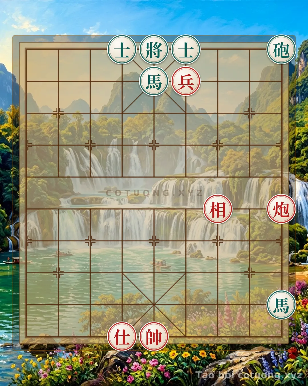 Thế cờ: Xiangqi: Masterpiece Endgame - Double Horses Interlocking, Cannon's Explosive Power — Cờ Tướng Online