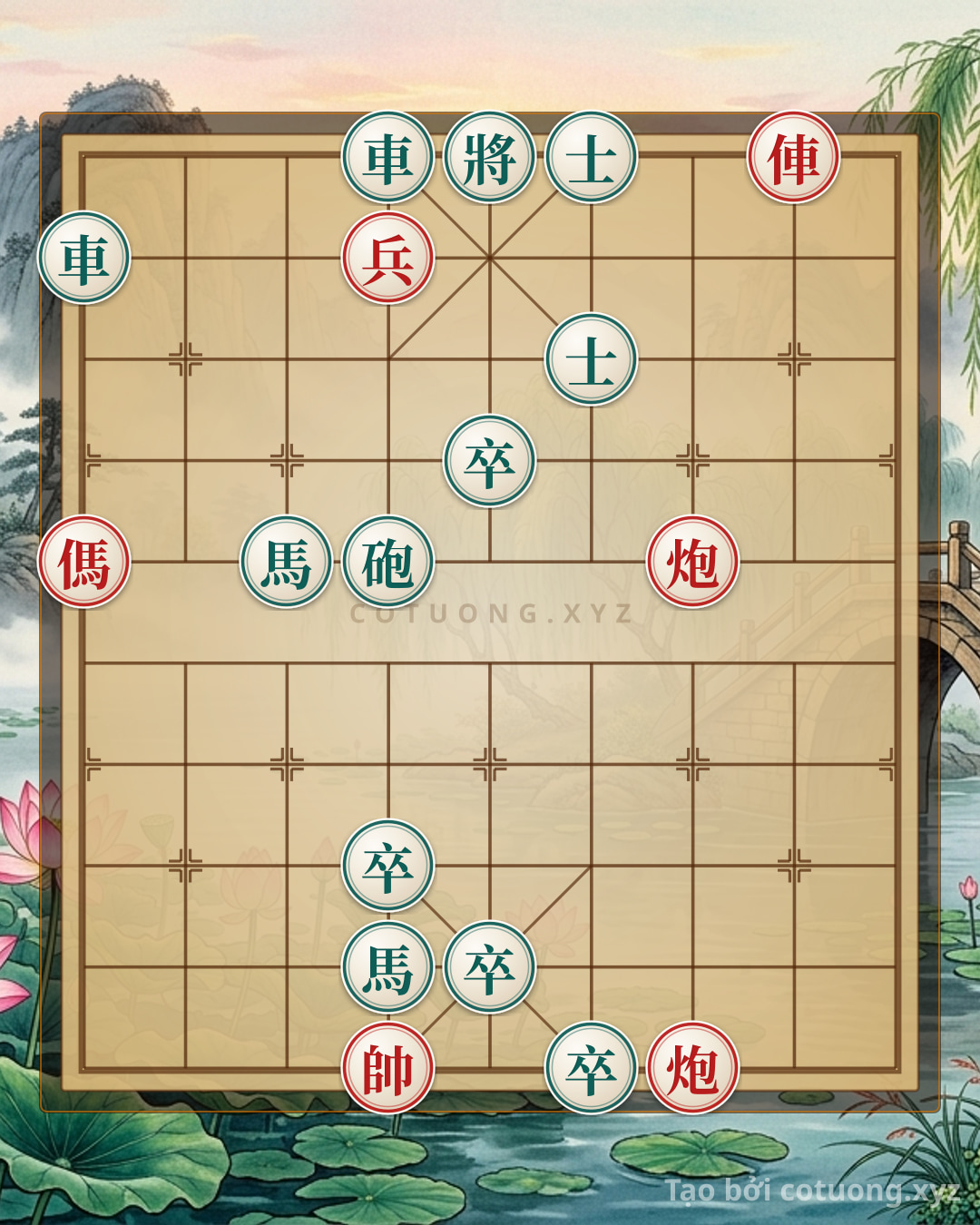 Challenge: Xiangqi Master's Secret: Rook 2 Cannons Horse Pawn vs. 2 Rooks Cannons 2 Horses 4 Pawns - Artistic Endgame #1988 - Can you solve it?